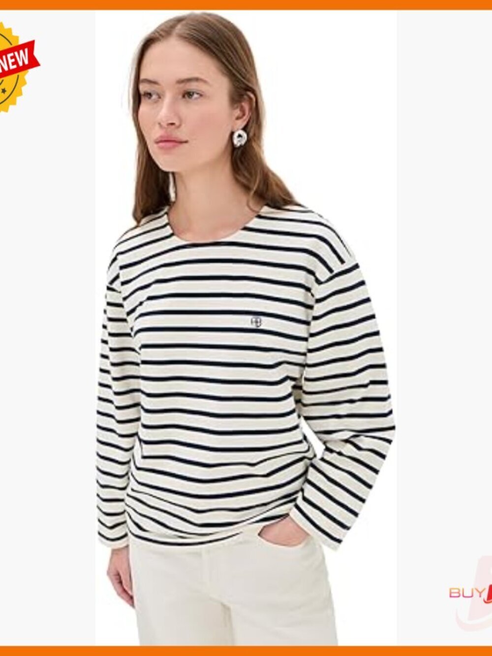 Long Sleeve Crew Neck Cotton T-Shirt with Embroidered Logo Detail